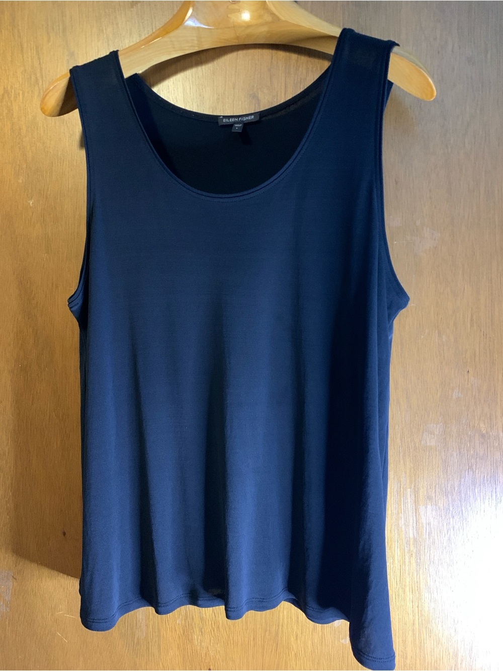 EILEEN FISHER Black Sleeveless Scoop Neck Tank Top